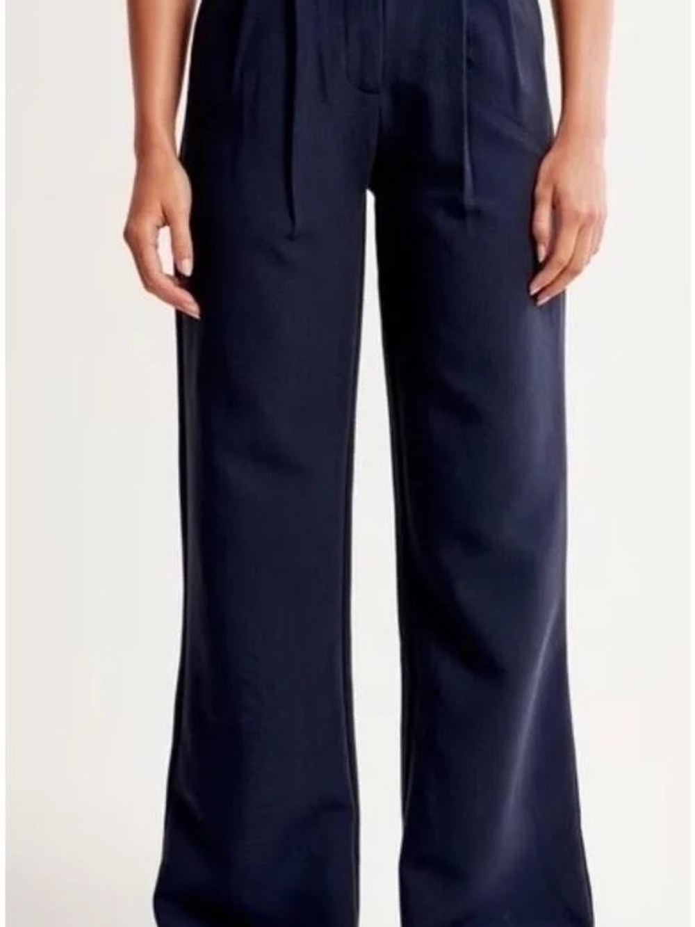 Abercrombie & Fitch Sloan Pleated Wide Leg Trousers Navy Blue Women’s 29 8R